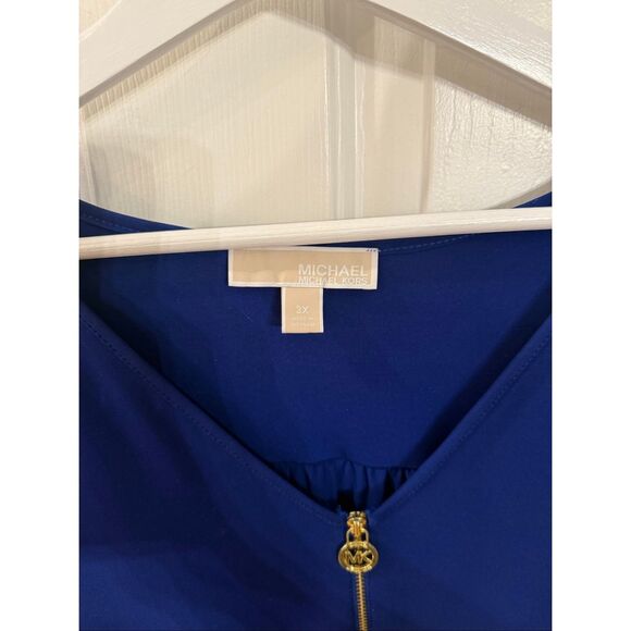 Michael Michael Kors Royal Blue Gold Zip Uo Blouse sz 3X - Picture 3 of 8
